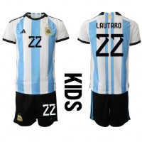 Camisa de time de futebol Argentina Lautaro Martinez #22 Replicas 1º Equipamento Infantil Mundo 2022 Manga Curta (+ Calças curtas)